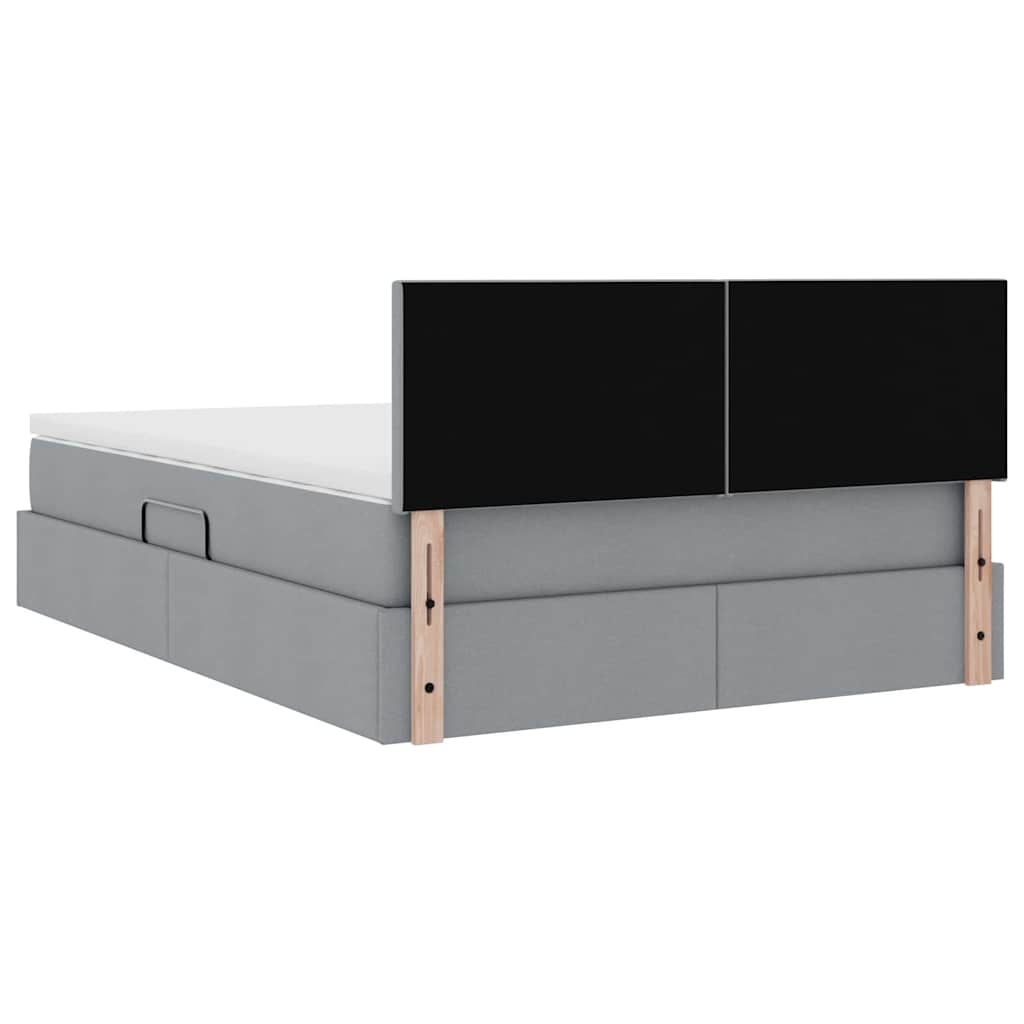 Opbergbed met matras Lichtgrijs 140 x 190 cm Bewerkt hout is nu te koop bij PeponiXL, paradijselijk wonen!