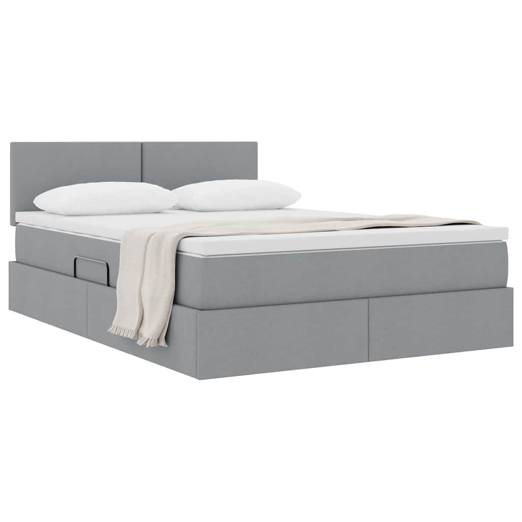 Opbergbed met matras Lichtgrijs 140 x 190 cm Bewerkt hout is nu te koop bij PeponiXL, paradijselijk wonen!
