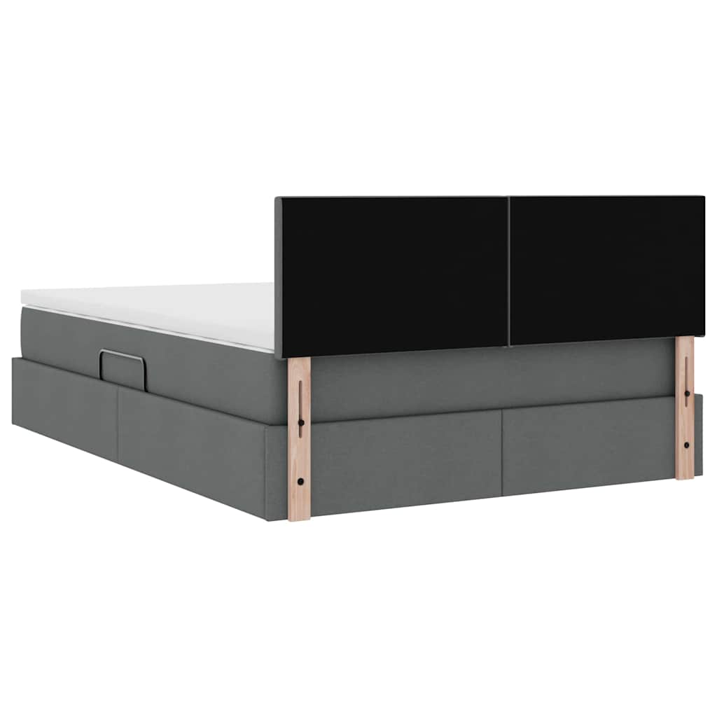 Opbergbed met matras Donkergrijs 140 x 190 cm Bewerkt hout is nu te koop bij PeponiXL, paradijselijk wonen!