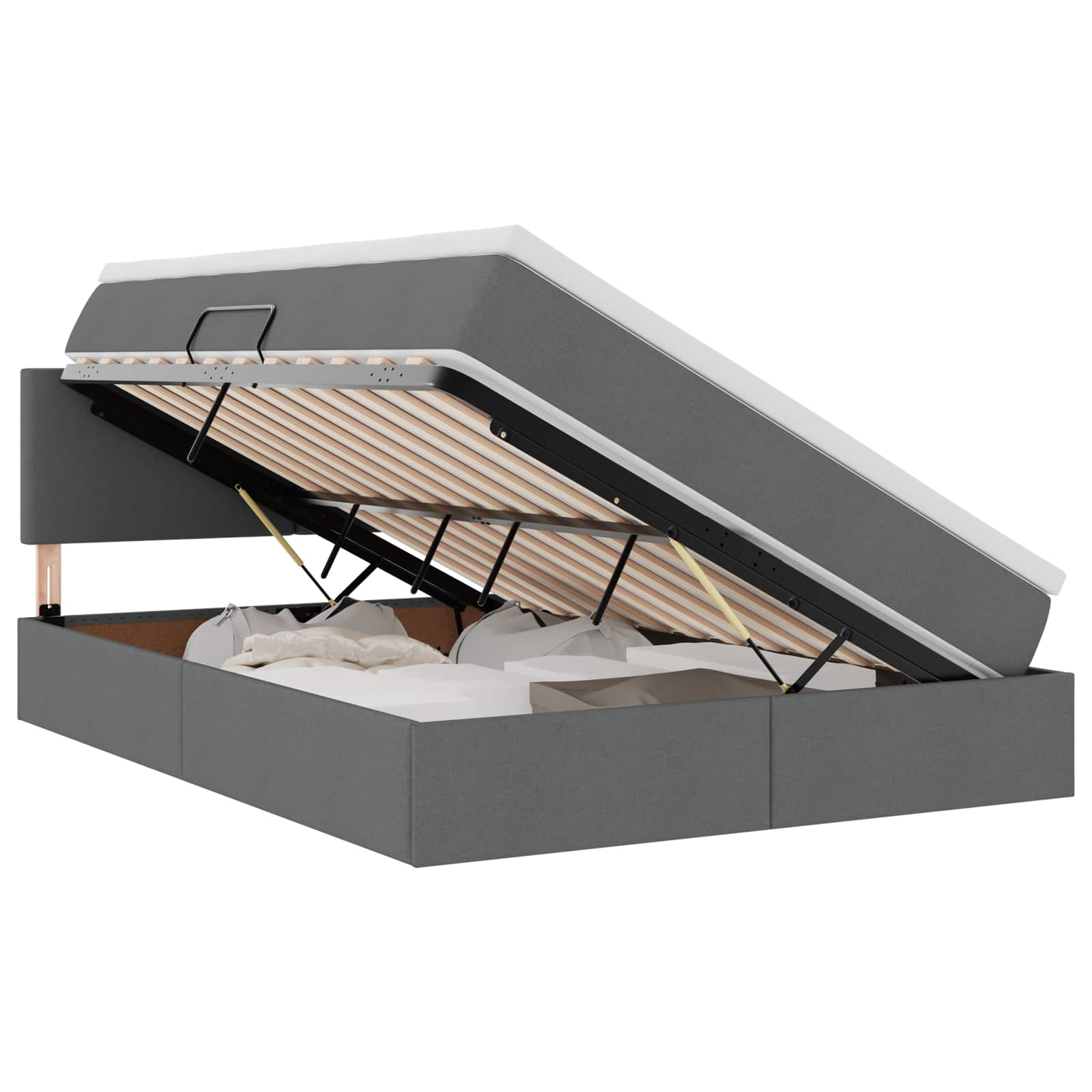 Opbergbed met matras Donkergrijs 140 x 200 cm Bewerkt hout is nu te koop bij PeponiXL, paradijselijk wonen!
