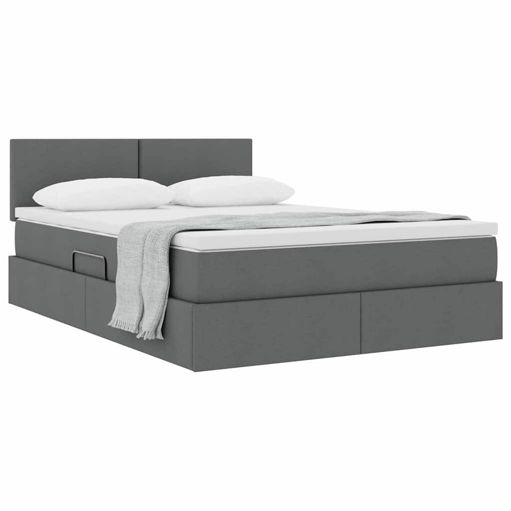 Opbergbed met matras Donkergrijs 140 x 200 cm Bewerkt hout is nu te koop bij PeponiXL, paradijselijk wonen!