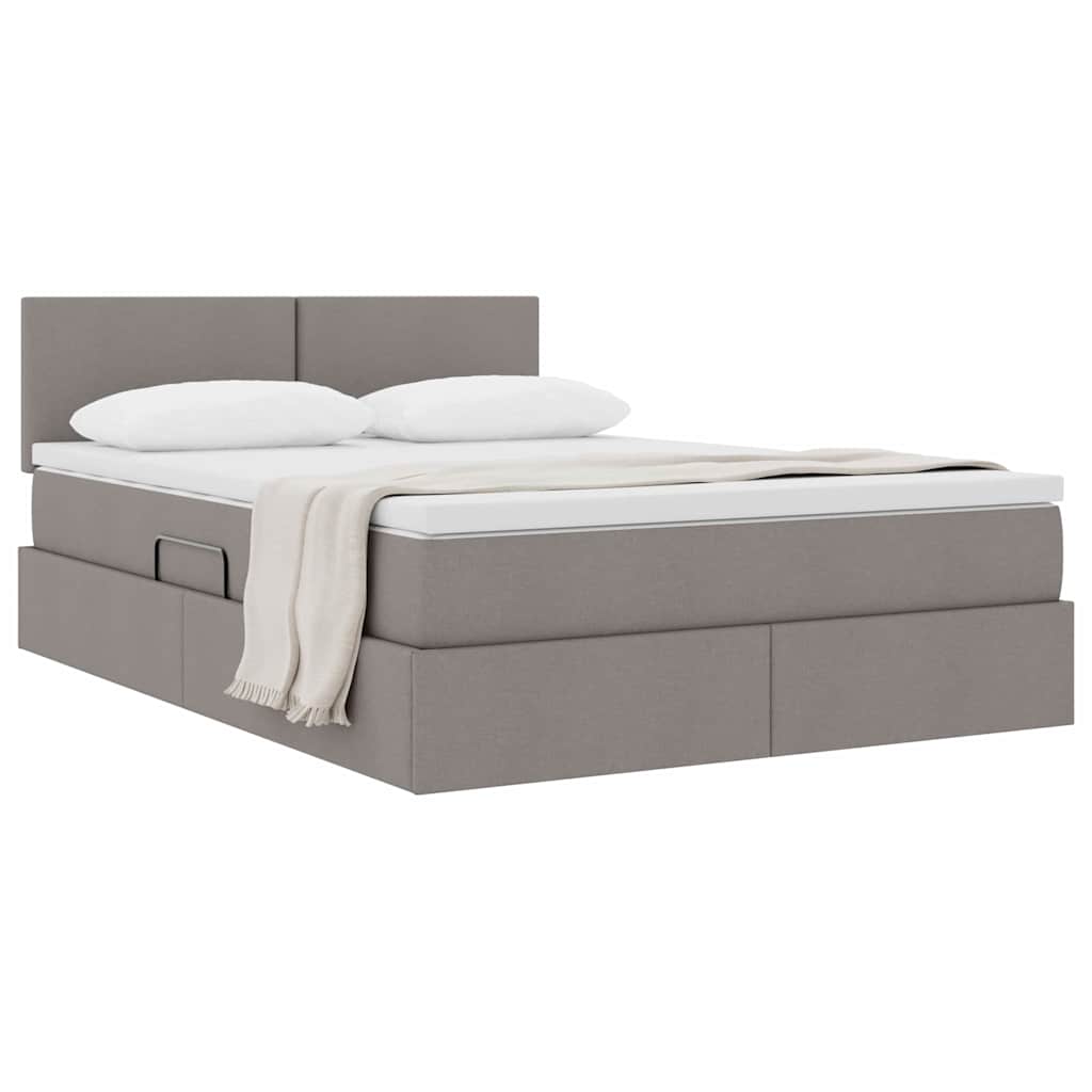 Opbergbed met matras met matras Taupe 140 x 200 cm Bewerkt hout is nu te koop bij PeponiXL, paradijselijk wonen!