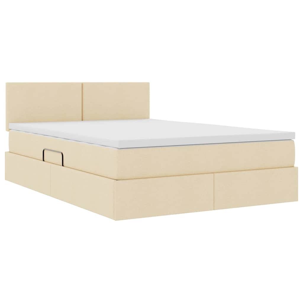 Opbergbed met matras met matras Crème 140 x 200 cm Bewerkt hout is nu te koop bij PeponiXL, paradijselijk wonen!