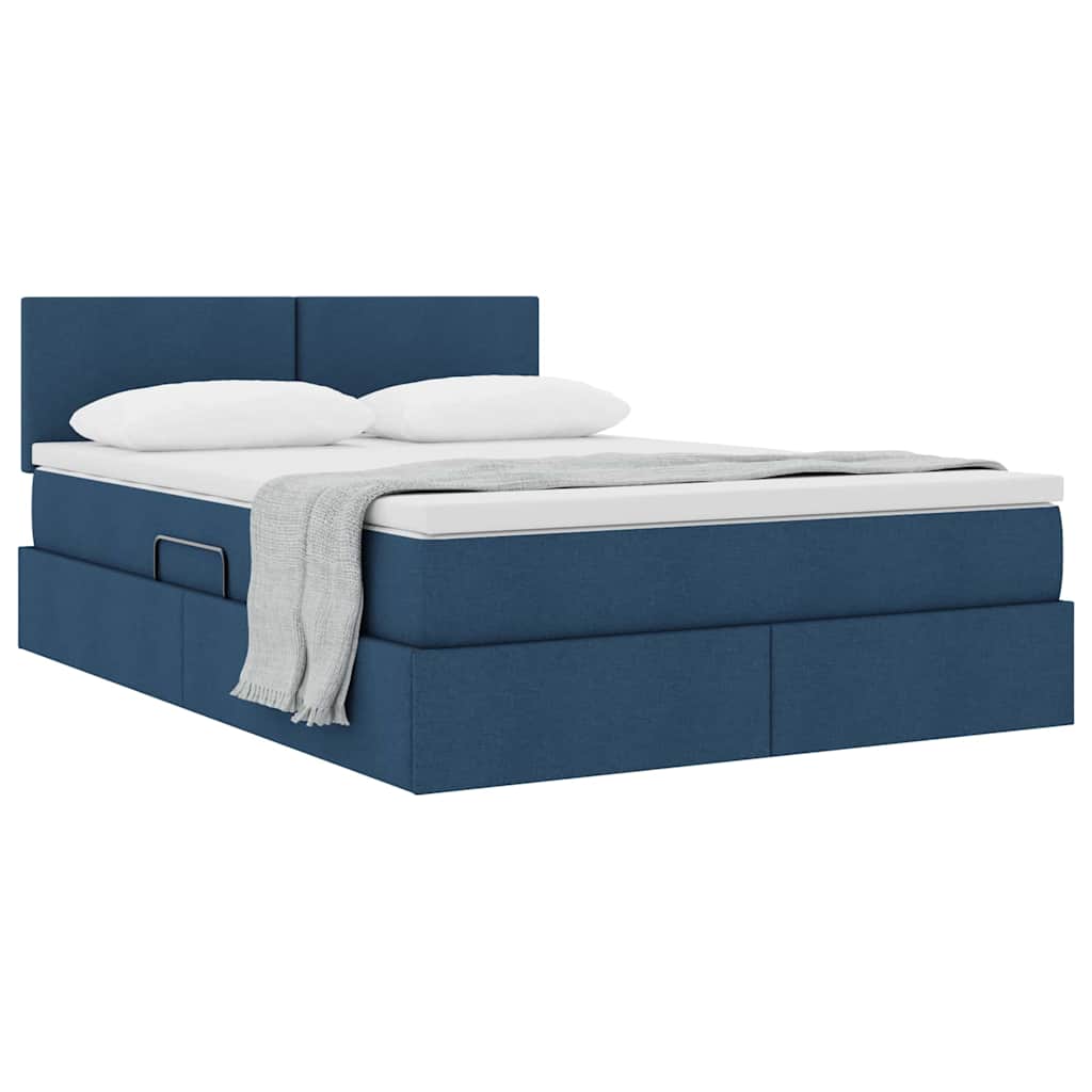 Opbergbed met matras met matras Blauw 140 x 200 cm Bewerkt hout is nu te koop bij PeponiXL, paradijselijk wonen!