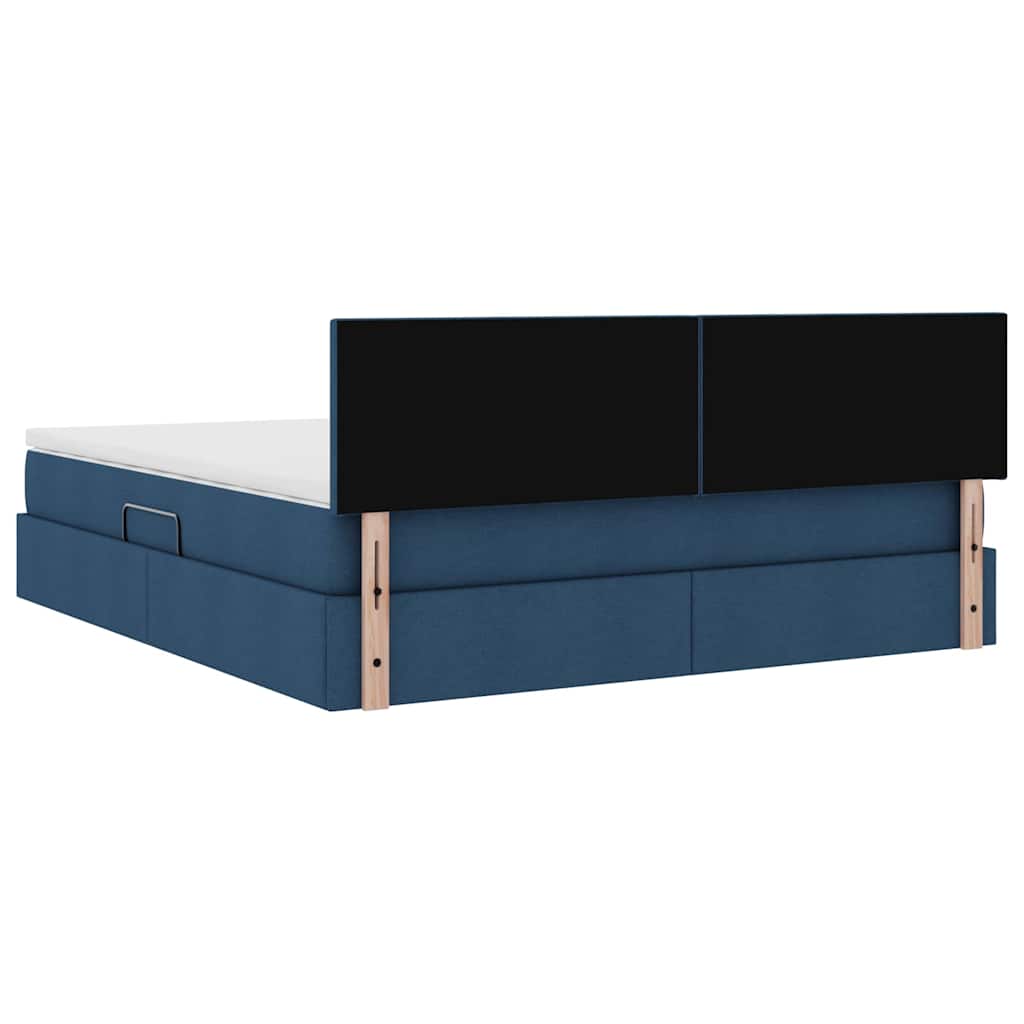 Opbergbed met matras met matras Blauw 160 x 200 cm Bewerkt hout is nu te koop bij PeponiXL, paradijselijk wonen!