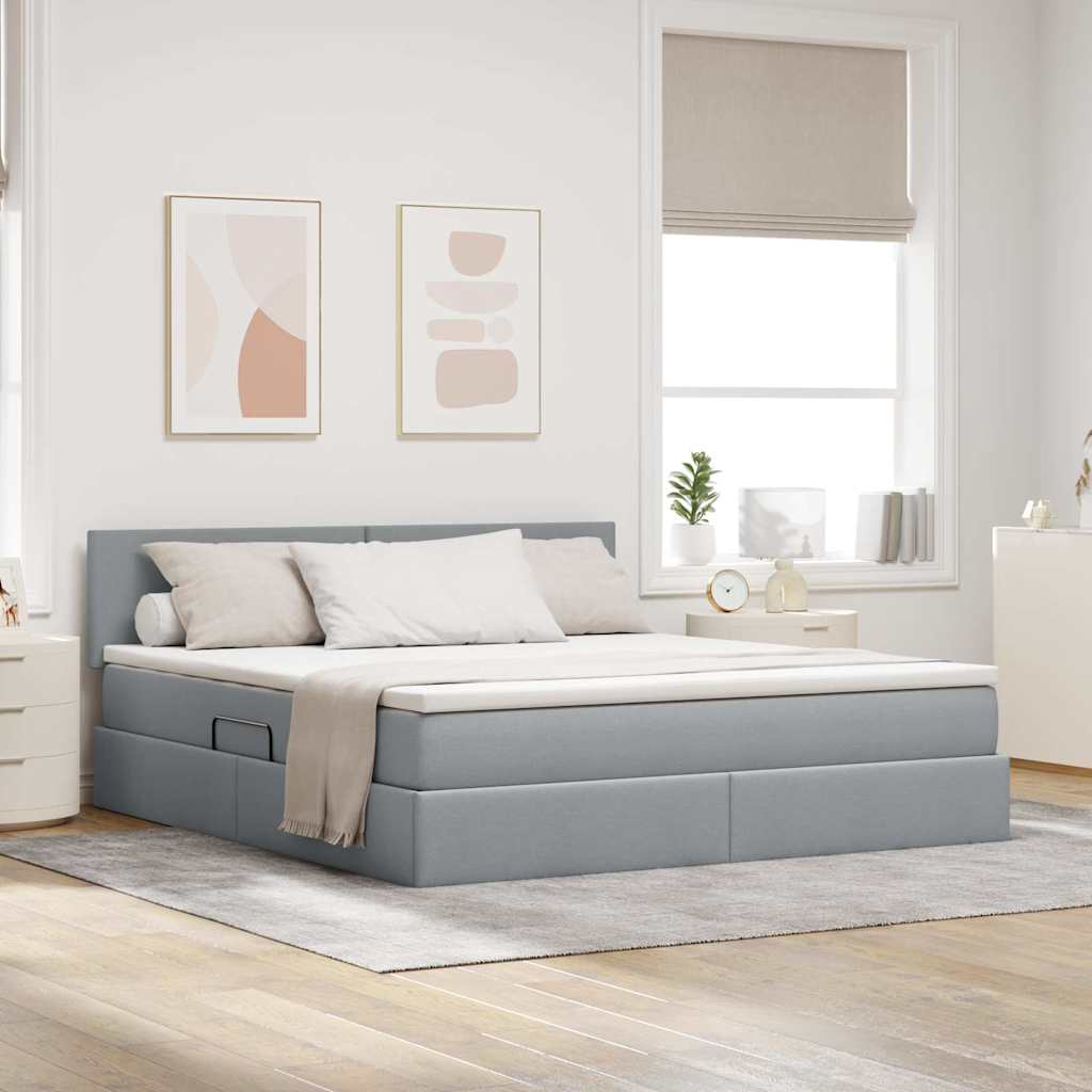 Opbergbed met matras Lichtgrijs 180 x 200 cm Bewerkt hout is nu te koop bij PeponiXL, paradijselijk wonen!