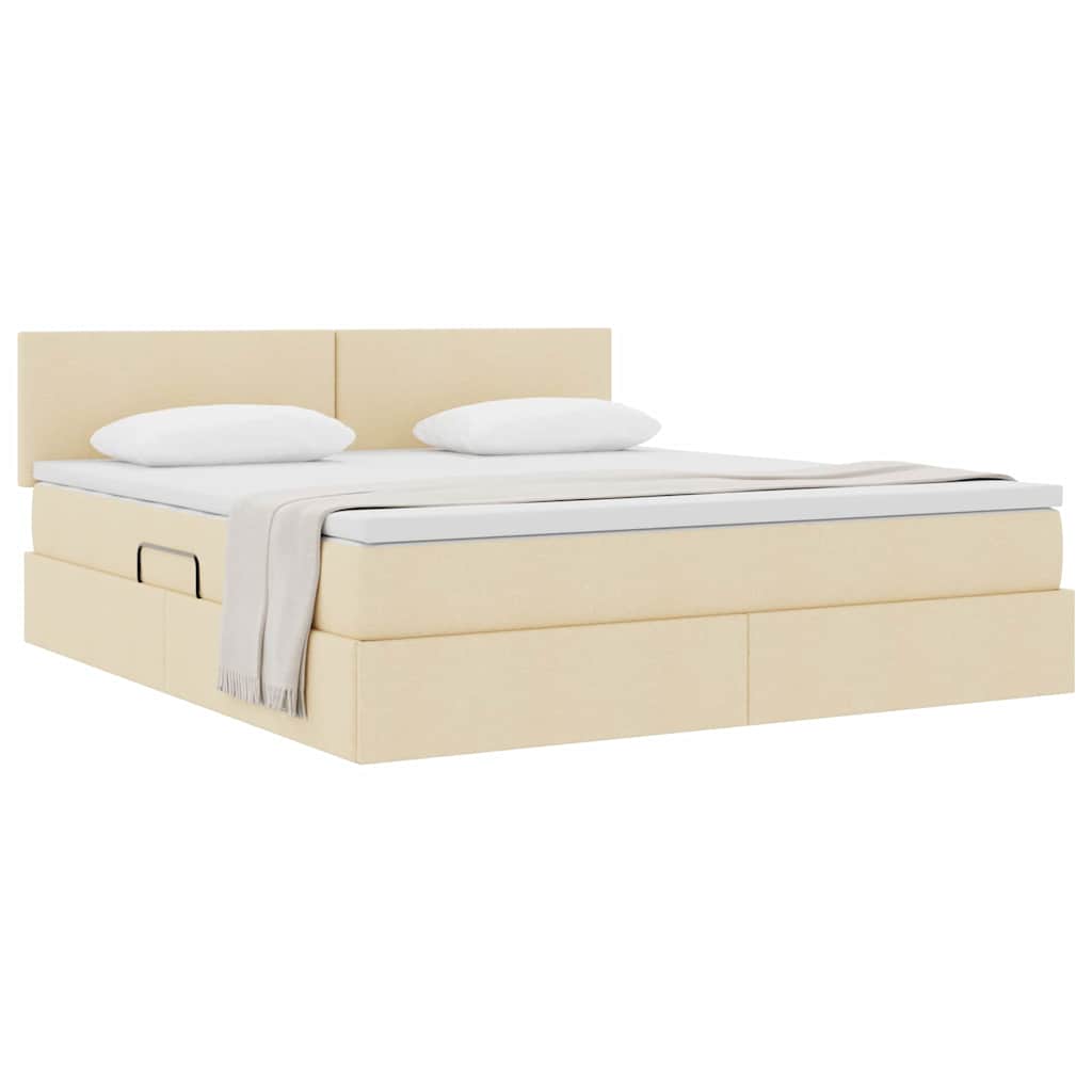 Opbergbed met matras met matras Crème 180 x 200 cm Bewerkt hout is nu te koop bij PeponiXL, paradijselijk wonen!