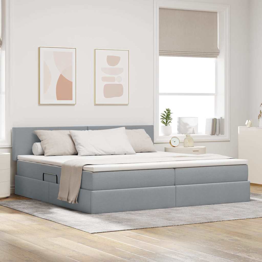Opbergbed met matras Lichtgrijs 200 x 200 cm Bewerkt hout is nu te koop bij PeponiXL, paradijselijk wonen!