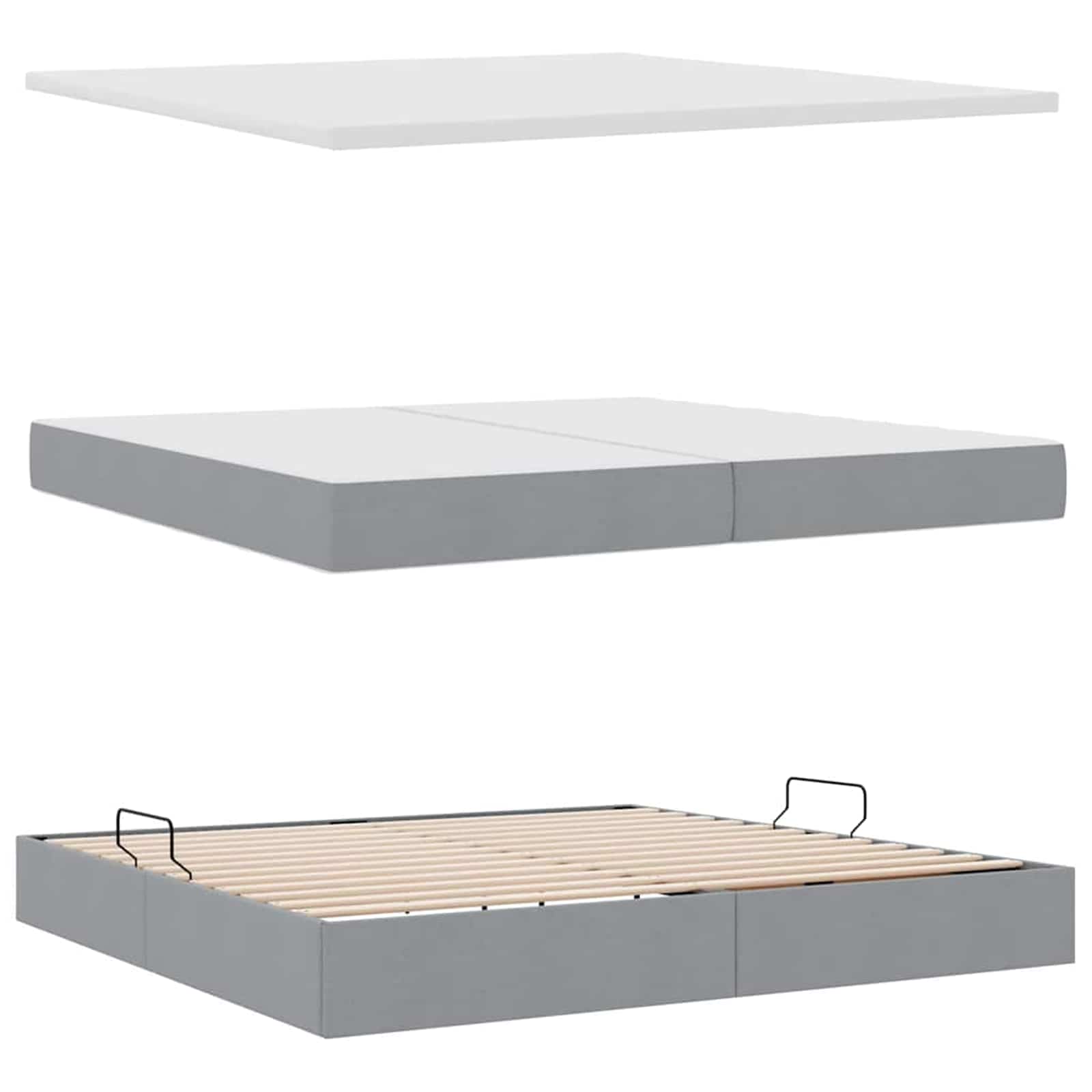 Opbergbed met matras Lichtgrijs 200 x 200 cm Bewerkt hout is nu te koop bij PeponiXL, paradijselijk wonen!
