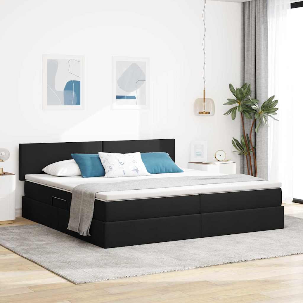 Opbergbed met matras met matras Zwart 200 x 200 cm Bewerkt hout is nu te koop bij PeponiXL, paradijselijk wonen!