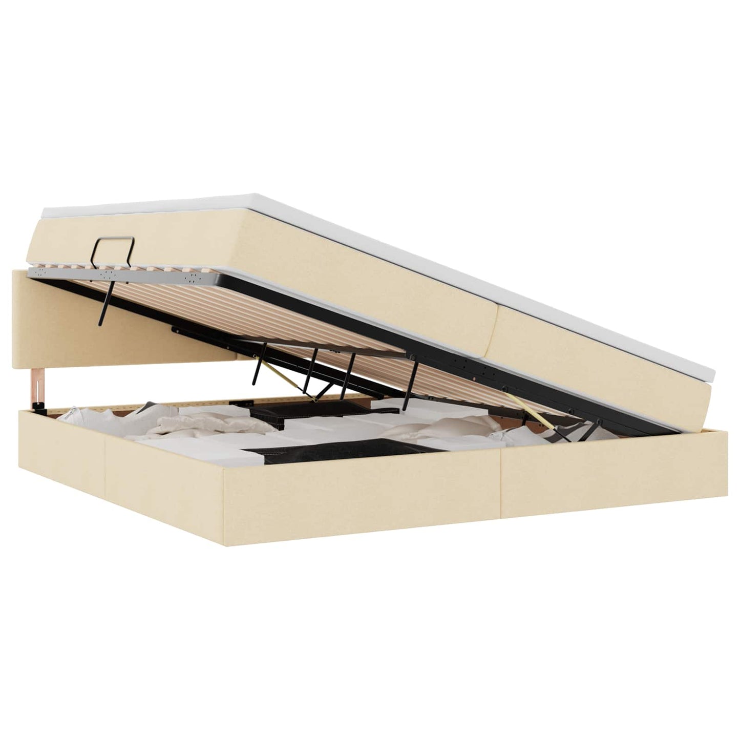 Opbergbed met matras met matras Crème 200 x 200 cm Bewerkt hout is nu te koop bij PeponiXL, paradijselijk wonen!
