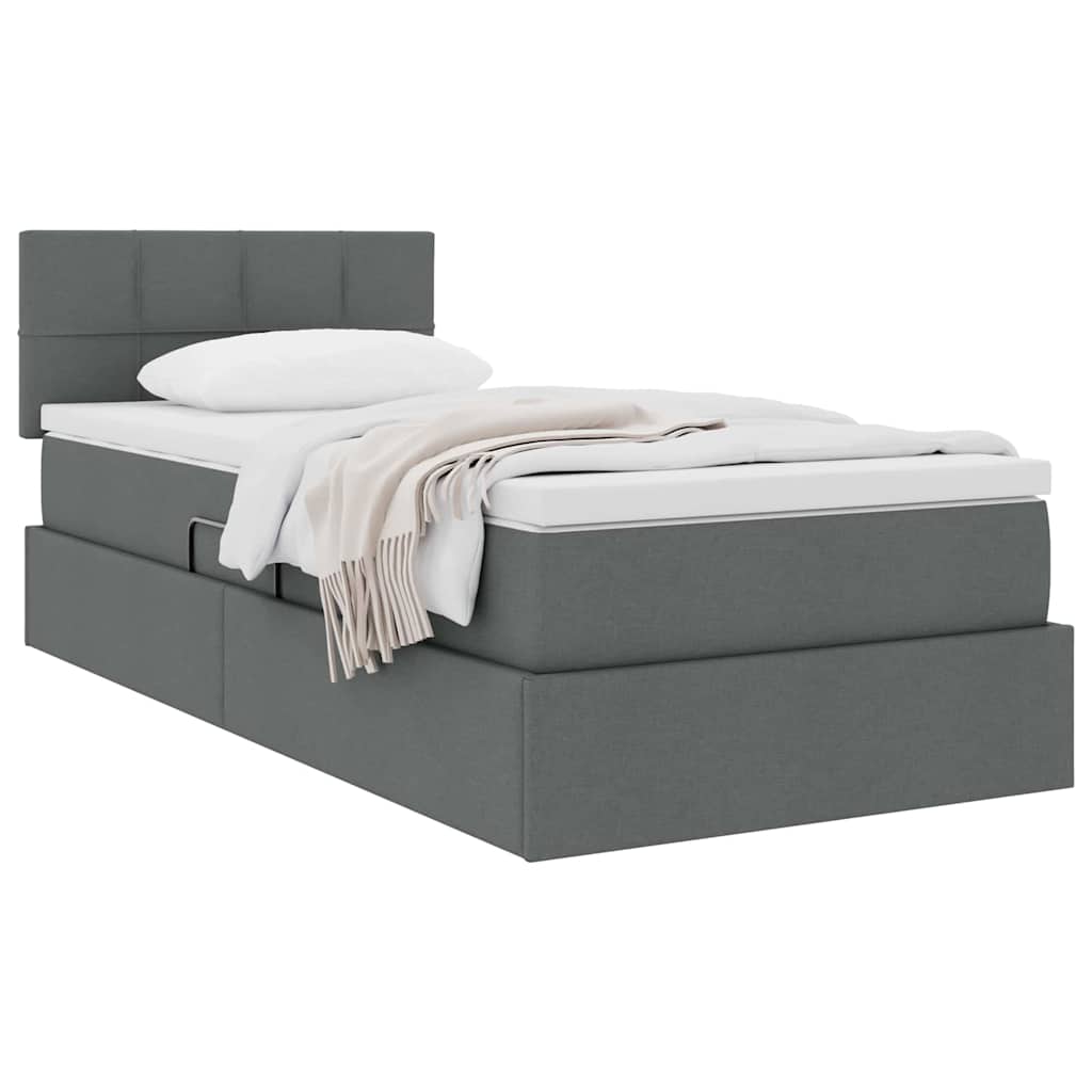 Opbergbed met matras Donkergrijs 90 x 190 cm Bewerkt hout is nu te koop bij PeponiXL, paradijselijk wonen!