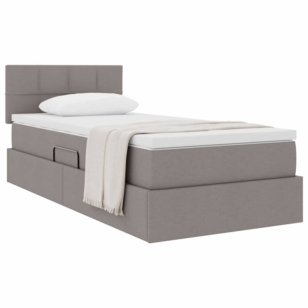 Opbergbed met matras met opslag Taupe 90 x 190 cm Bewerkt hout is nu te koop bij PeponiXL, paradijselijk wonen!