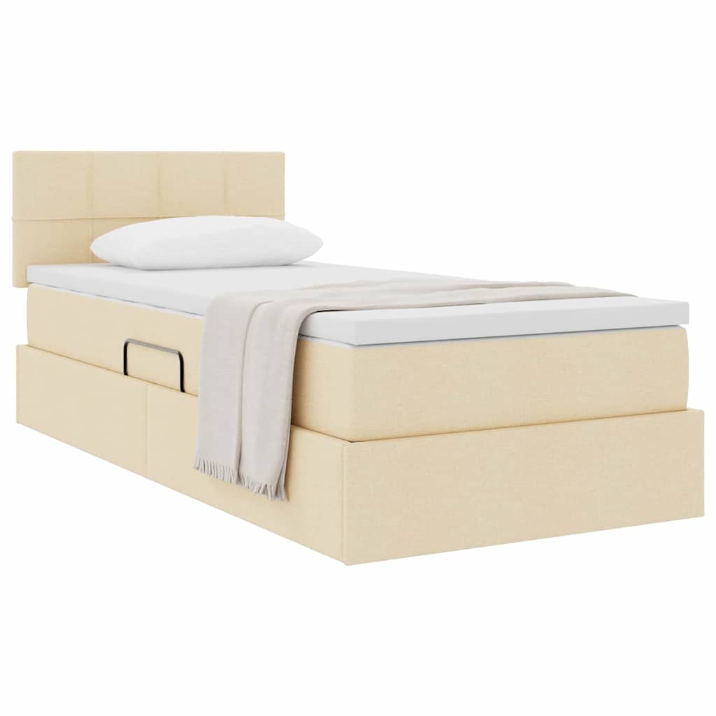 Opbergbed met matras met matras Crème 90 x 190 cm Bewerkt hout is nu te koop bij PeponiXL, paradijselijk wonen!