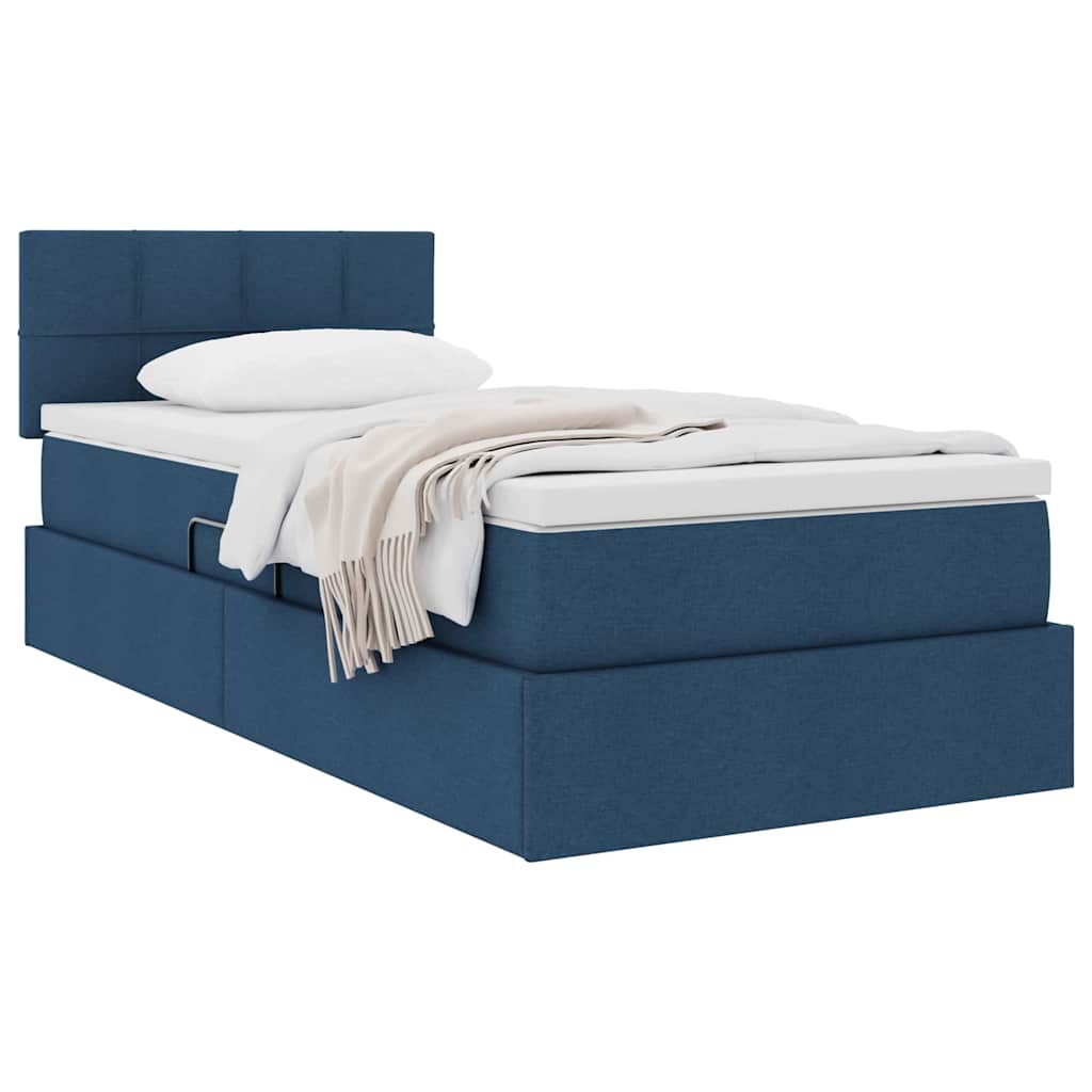 Opbergbed met matras met opslag Blauw 90 x 190 cm Bewerkt hout is nu te koop bij PeponiXL, paradijselijk wonen!