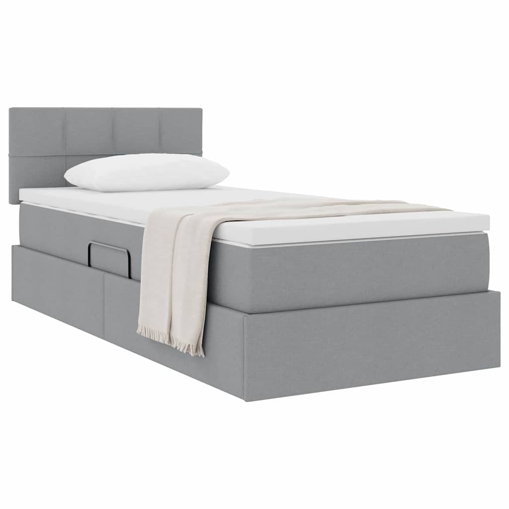 Opbergbed met matras Lichtgrijs 100 x 200 cm Bewerkt hout is nu te koop bij PeponiXL, paradijselijk wonen!