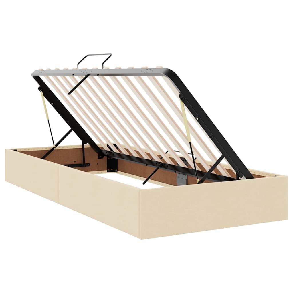 Opbergbed met matras met opslag Crème 100 x 200 cm Bewerkt hout is nu te koop bij PeponiXL, paradijselijk wonen!