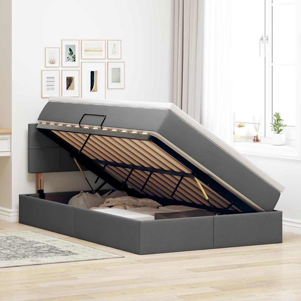 Opbergbed met matras Donkergrijs 120 x 190 cm Bewerkt hout is nu te koop bij PeponiXL, paradijselijk wonen!