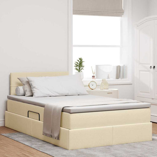 Opbergbed met matras met matras Crème 120 x 190 cm Bewerkt hout is nu te koop bij PeponiXL, paradijselijk wonen!