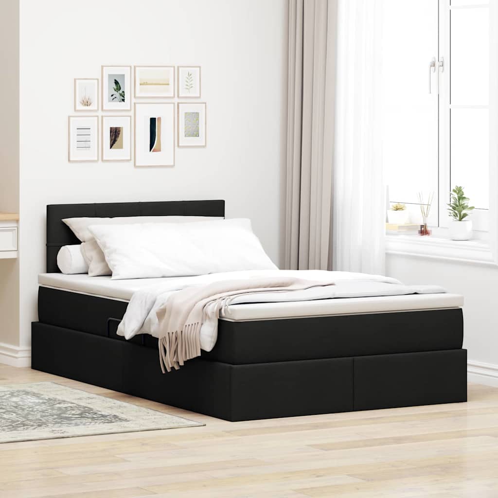 Opbergbed met matras met matras Zwart 120 x 200 cm Bewerkt hout is nu te koop bij PeponiXL, paradijselijk wonen!
