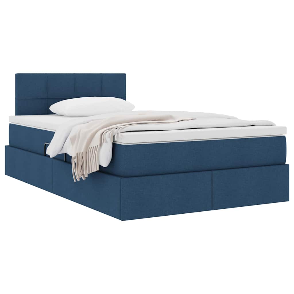Opbergbed met matras met matras Blauw 120 x 200 cm Bewerkt hout is nu te koop bij PeponiXL, paradijselijk wonen!