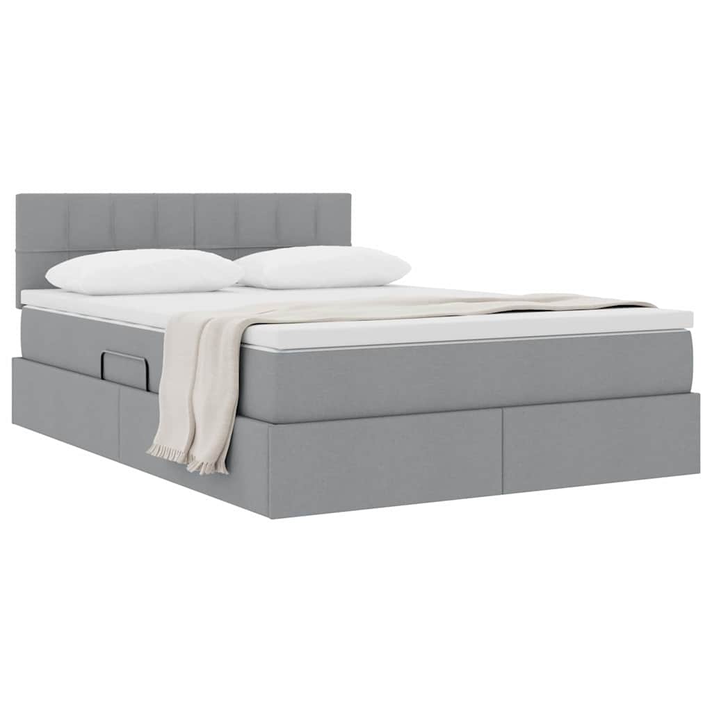 Opbergbed met matras Lichtgrijs 140 x 200 cm Bewerkt hout is nu te koop bij PeponiXL, paradijselijk wonen!