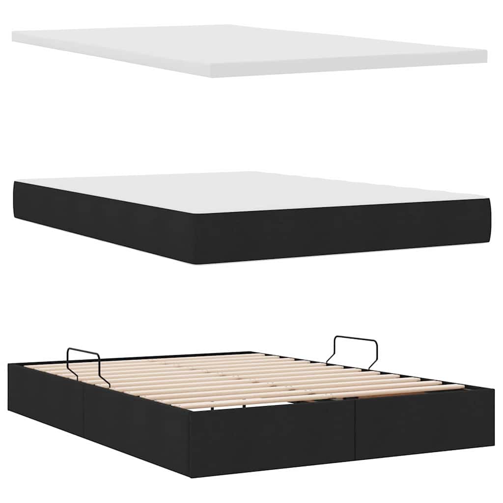 Opbergbed met matras met matras Zwart 120 x 200 cm Bewerkt hout is nu te koop bij PeponiXL, paradijselijk wonen!