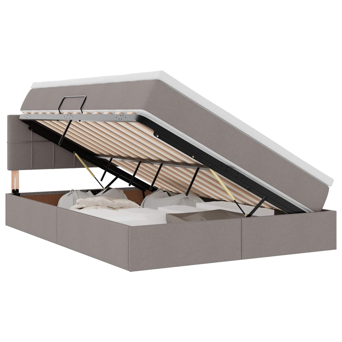 Opbergbed met matras met matras Taupe 120 x 200 cm Bewerkt hout is nu te koop bij PeponiXL, paradijselijk wonen!
