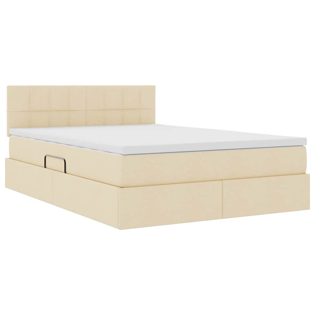 Opbergbed met matras met matras Crème 120 x 200 cm Bewerkt hout is nu te koop bij PeponiXL, paradijselijk wonen!
