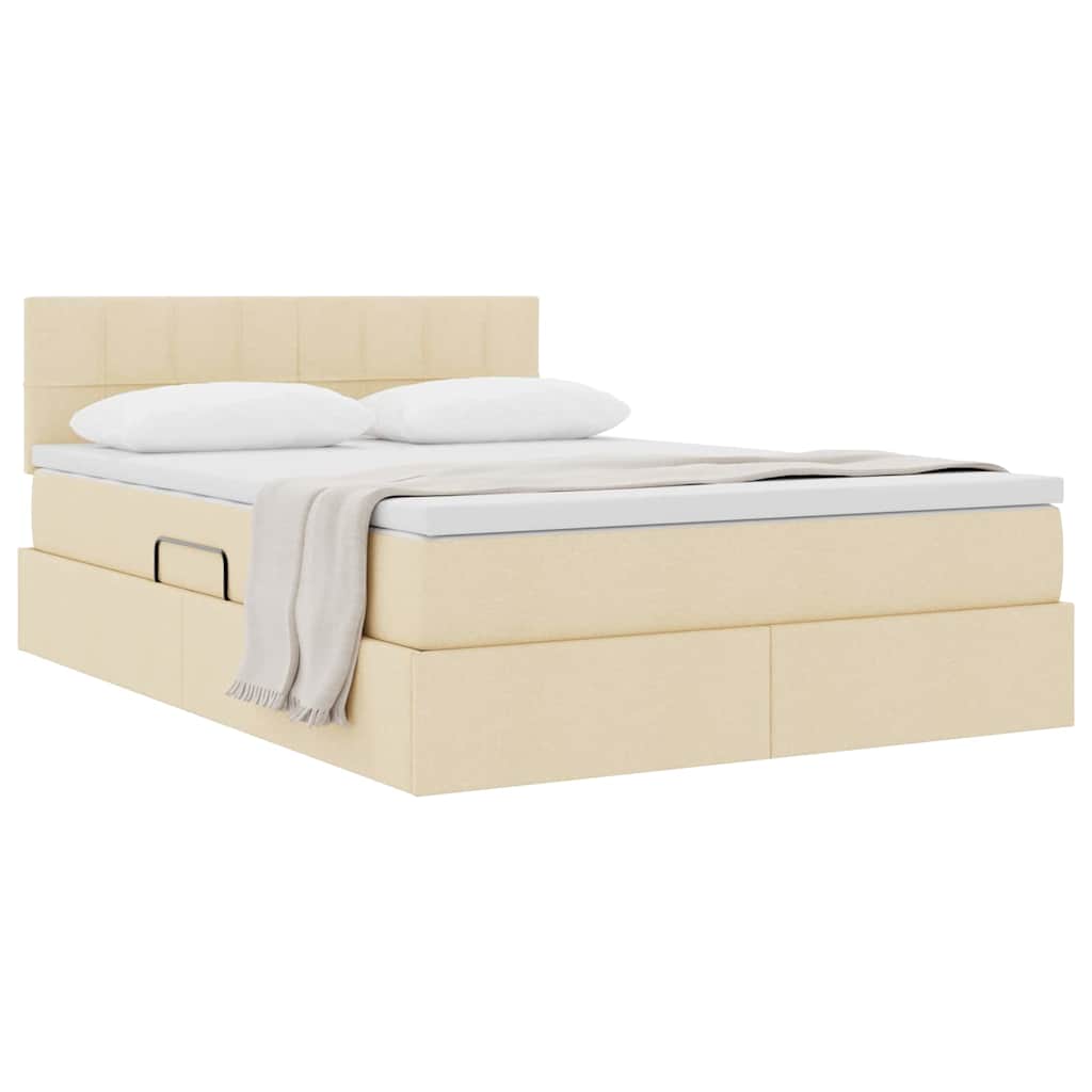Opbergbed met matras met matras Crème 120 x 200 cm Bewerkt hout is nu te koop bij PeponiXL, paradijselijk wonen!