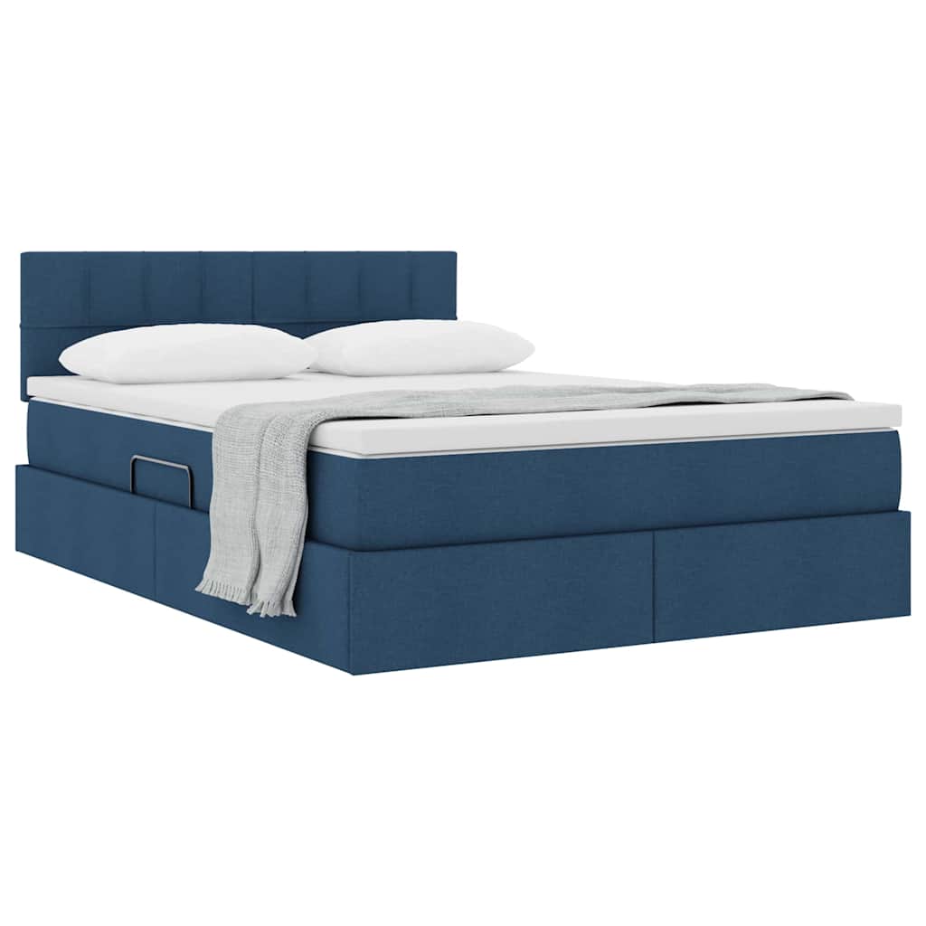 Opbergbed met matras met matras Blauw 120 x 200 cm Bewerkt hout is nu te koop bij PeponiXL, paradijselijk wonen!