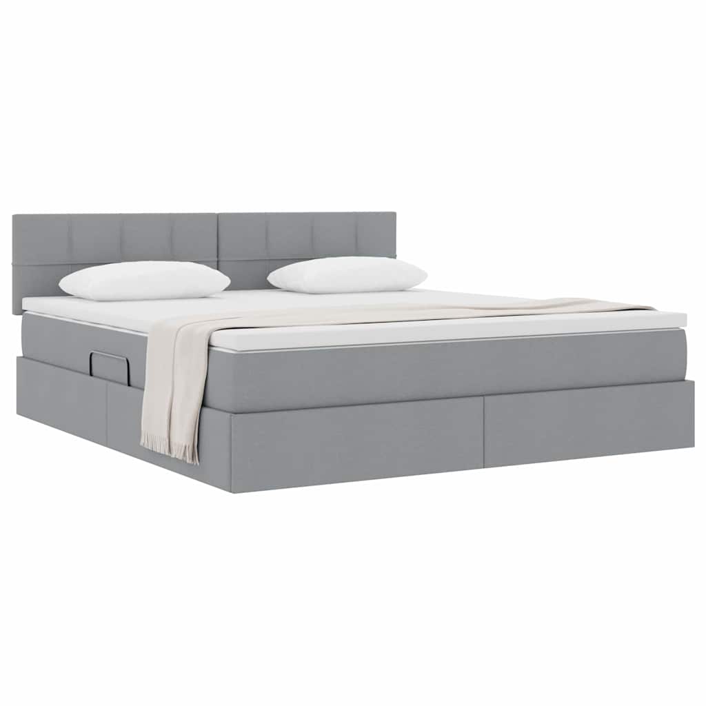 Opbergbed met matras Lichtgrijs 180 x 200 cm Bewerkt hout is nu te koop bij PeponiXL, paradijselijk wonen!