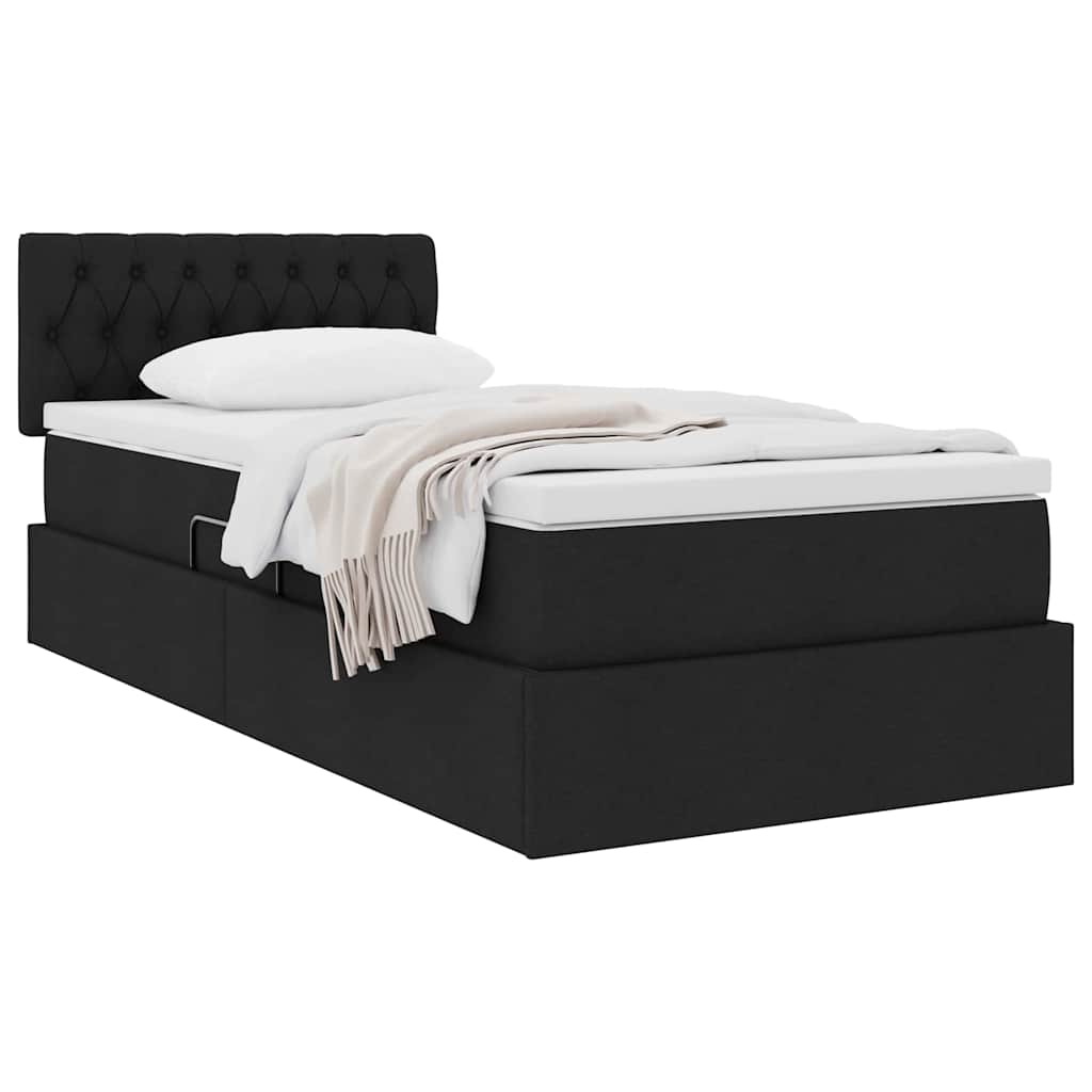 Opbergbed met matras met matras Zwart 90 x 190 cm Bewerkt hout is nu te koop bij PeponiXL, paradijselijk wonen!