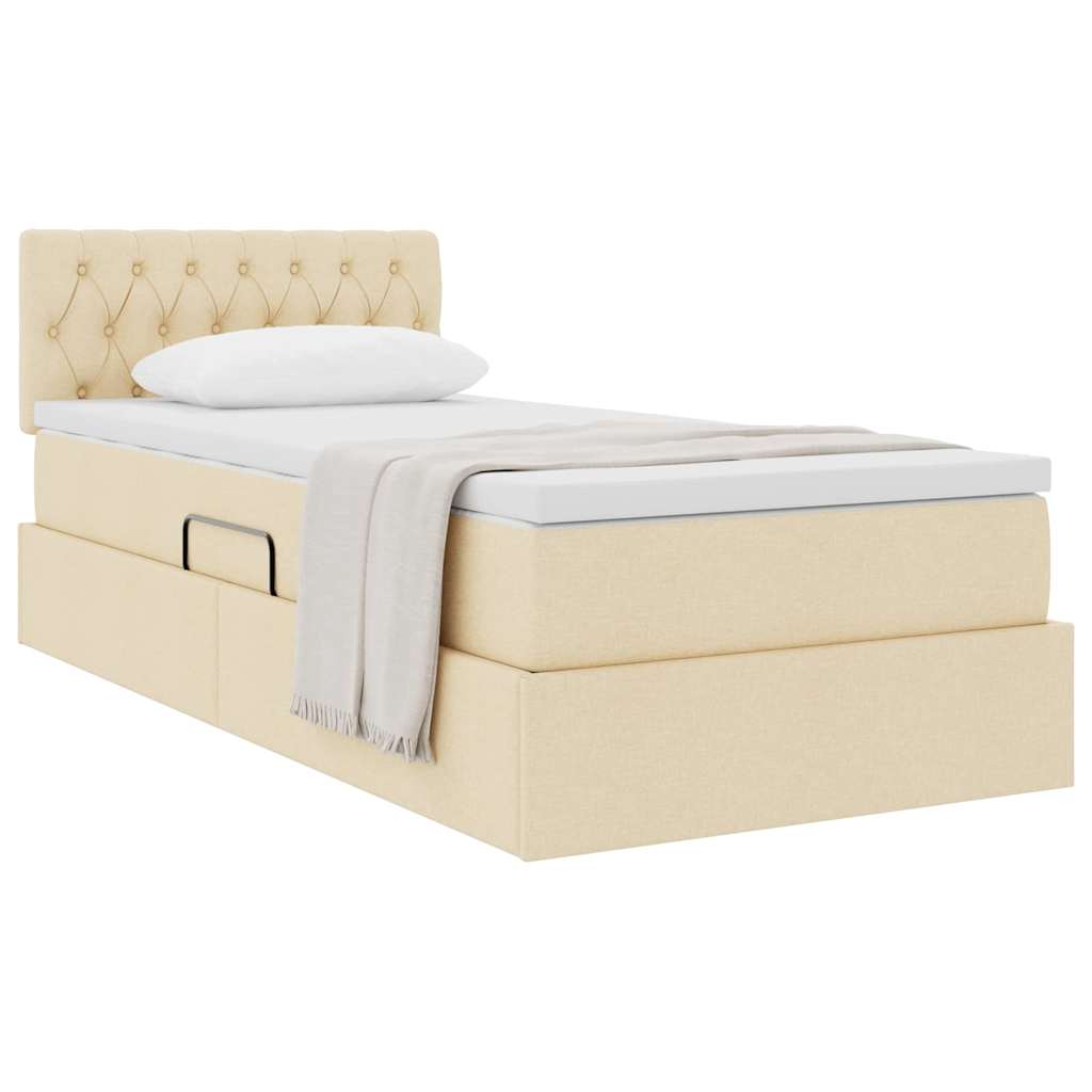 Opbergbed met matras met matras Crème 90 x 190 cm Bewerkt hout is nu te koop bij PeponiXL, paradijselijk wonen!