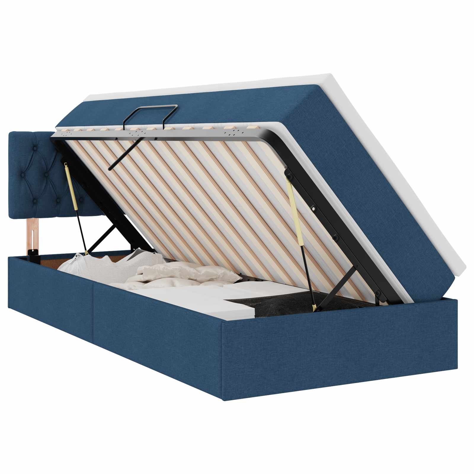 Opbergbed met matras met opslag Blauw 90 x 190 cm Bewerkt hout is nu te koop bij PeponiXL, paradijselijk wonen!