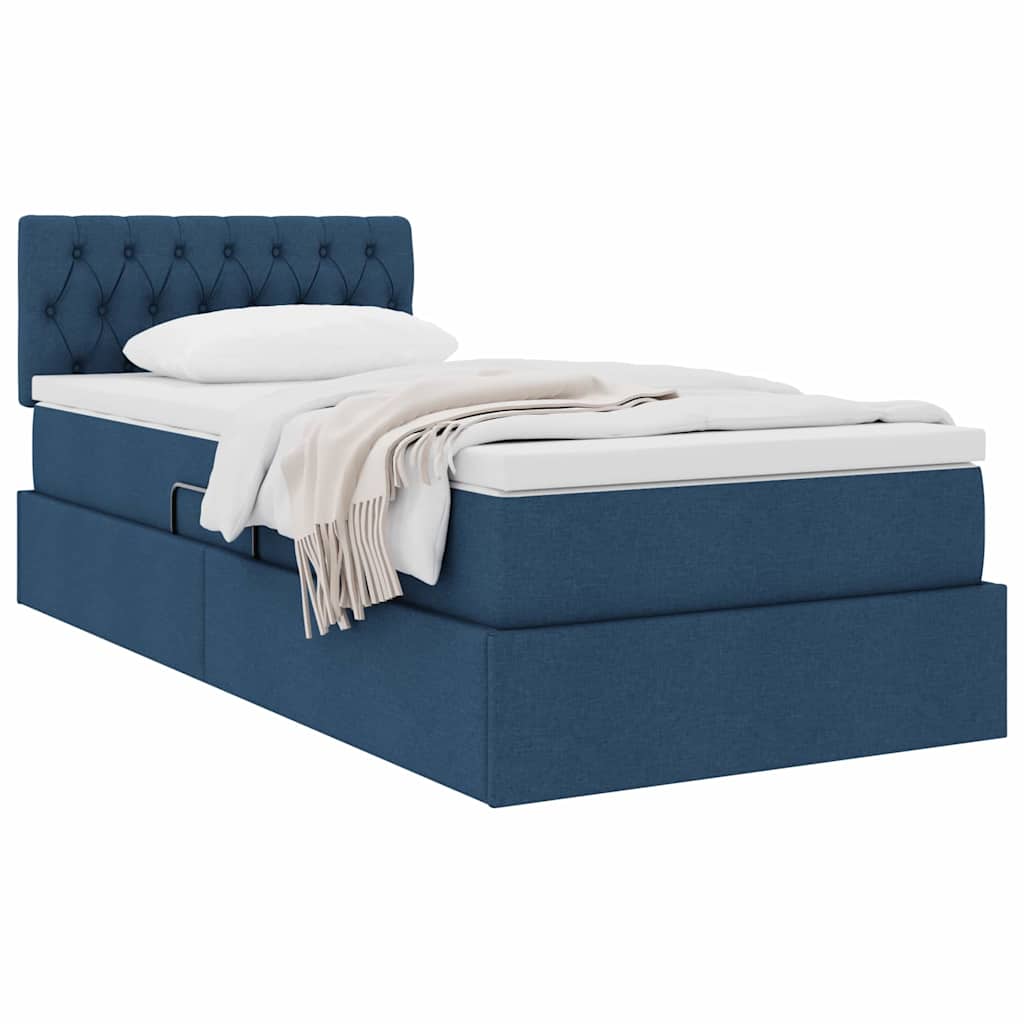 Opbergbed met matras met opslag Blauw 90 x 190 cm Bewerkt hout is nu te koop bij PeponiXL, paradijselijk wonen!