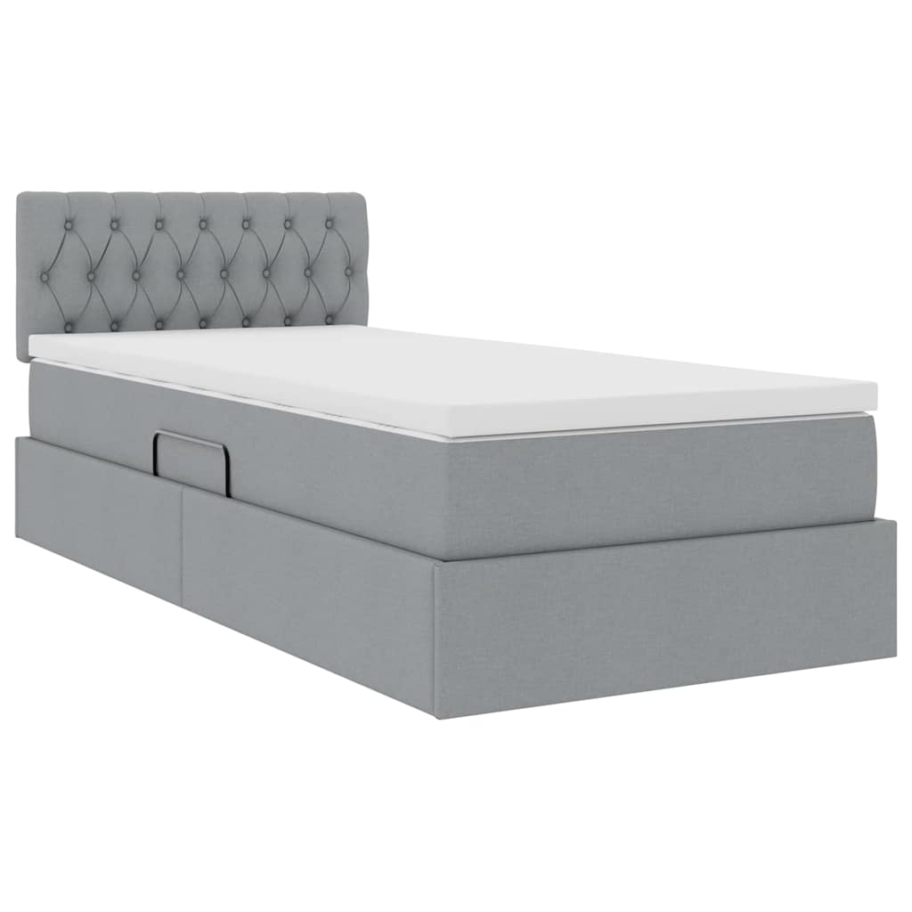 Opbergbed met matras Lichtgrijs 90 x 200 cm Bewerkt hout is nu te koop bij PeponiXL, paradijselijk wonen!
