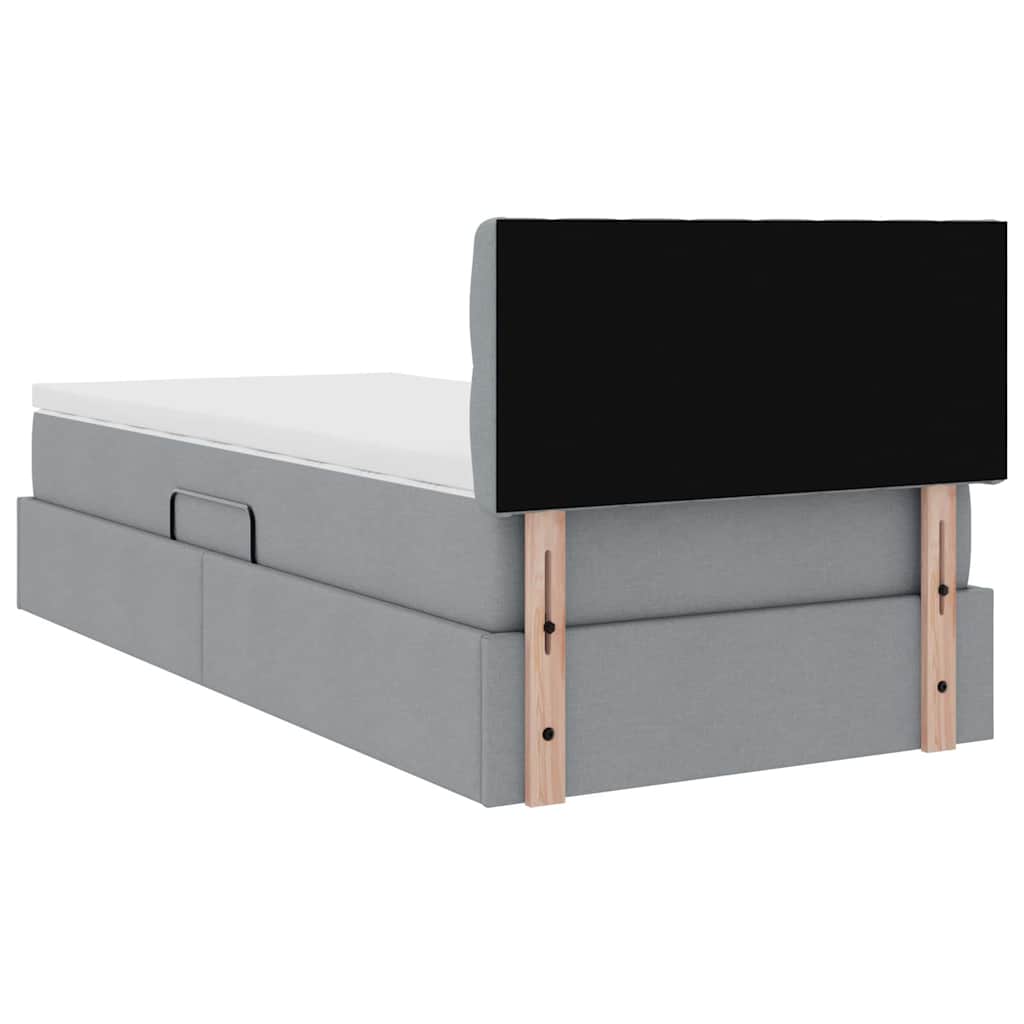 Opbergbed met matras Lichtgrijs 90 x 200 cm Bewerkt hout is nu te koop bij PeponiXL, paradijselijk wonen!