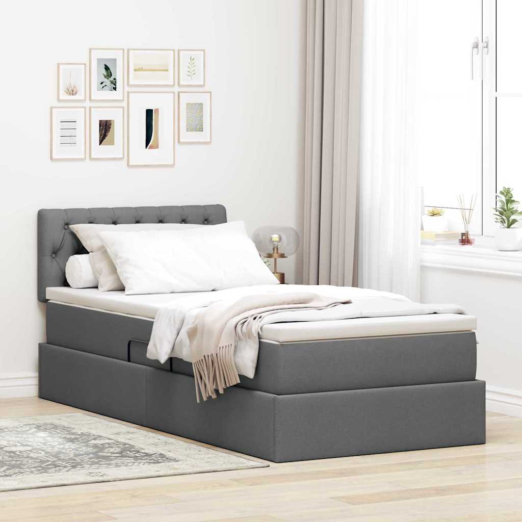 Opbergbed met matras Donkergrijs 90 x 200 cm Bewerkt hout is nu te koop bij PeponiXL, paradijselijk wonen!