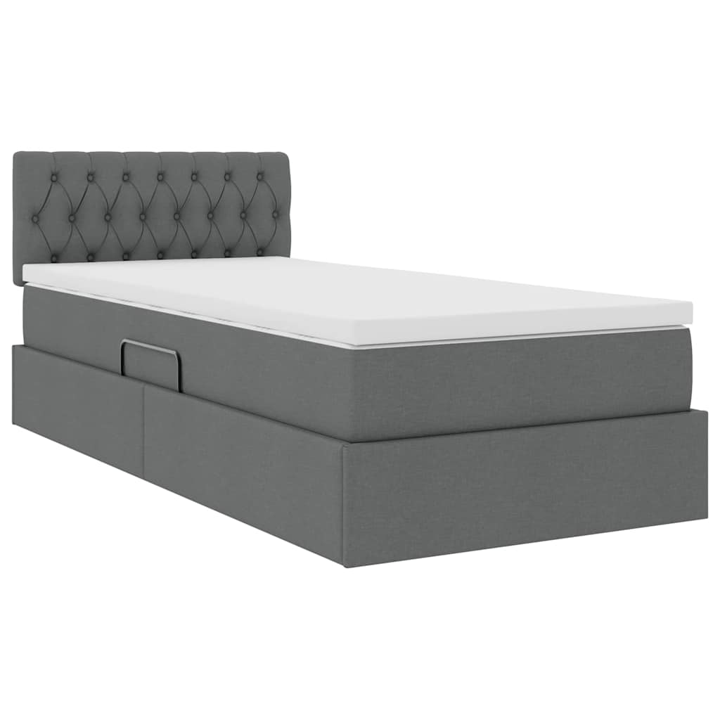 Opbergbed met matras Donkergrijs 90 x 200 cm Bewerkt hout is nu te koop bij PeponiXL, paradijselijk wonen!