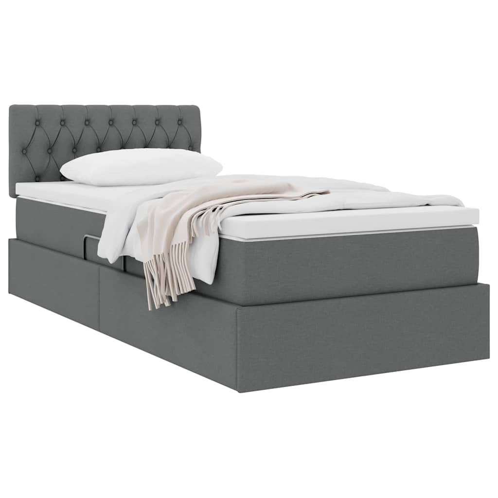 Opbergbed met matras Donkergrijs 90 x 200 cm Bewerkt hout is nu te koop bij PeponiXL, paradijselijk wonen!