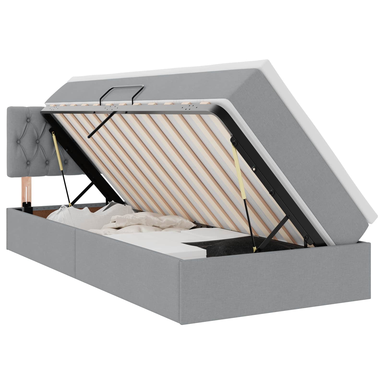 Opbergbed met matras Lichtgrijs 100 x 200 cm Bewerkt hout is nu te koop bij PeponiXL, paradijselijk wonen!