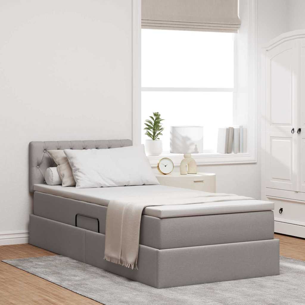 Opbergbed met matras met matras Taupe 100 x 200 cm Bewerkt hout is nu te koop bij PeponiXL, paradijselijk wonen!