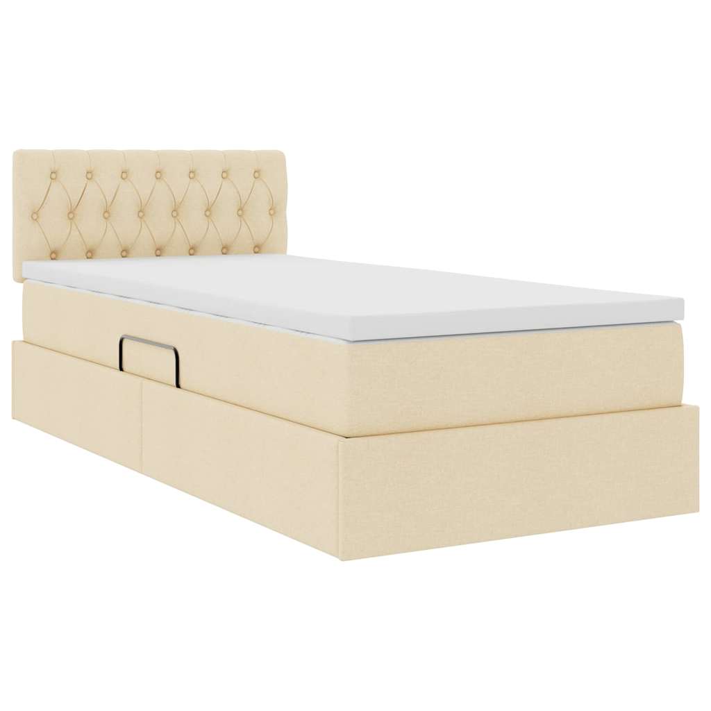 Opbergbed met matras met opslag Crème 100 x 200 cm Bewerkt hout is nu te koop bij PeponiXL, paradijselijk wonen!