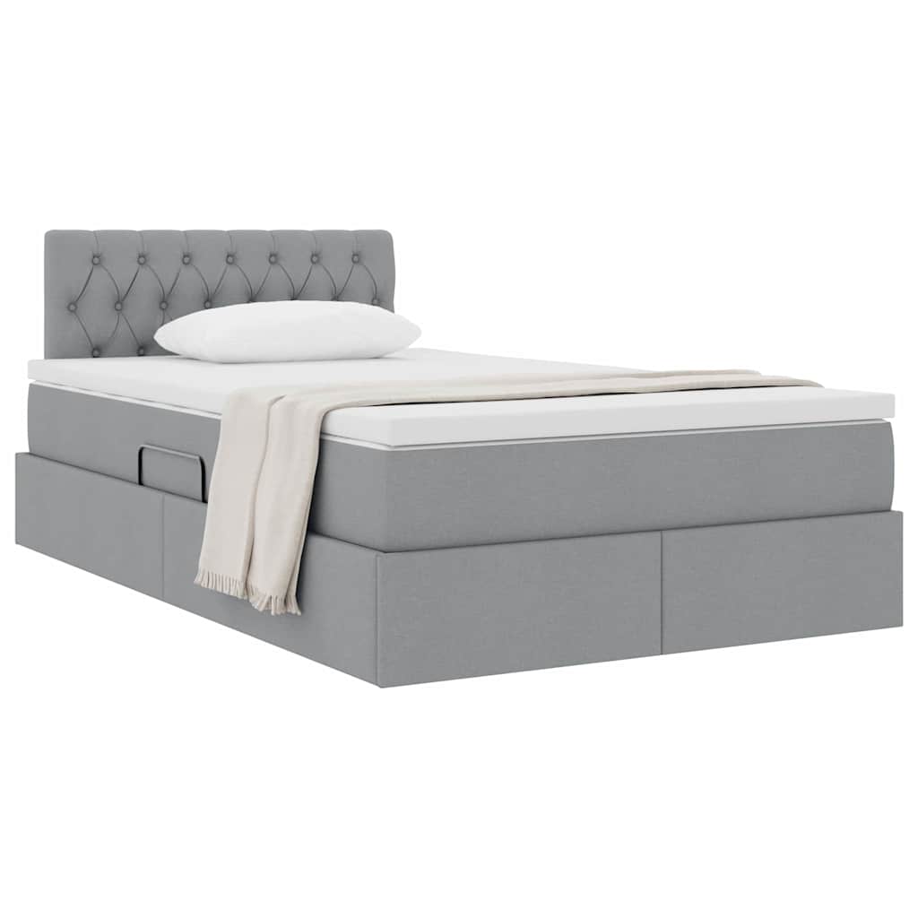 Opbergbed met matras Lichtgrijs 120 x 190 cm Bewerkt hout is nu te koop bij PeponiXL, paradijselijk wonen!