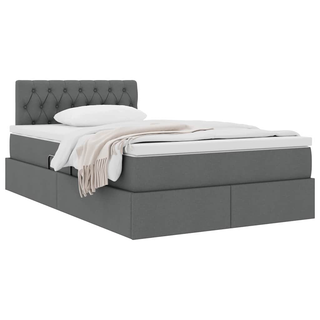 Opbergbed met matras Donkergrijs 120 x 190 cm Bewerkt hout is nu te koop bij PeponiXL, paradijselijk wonen!