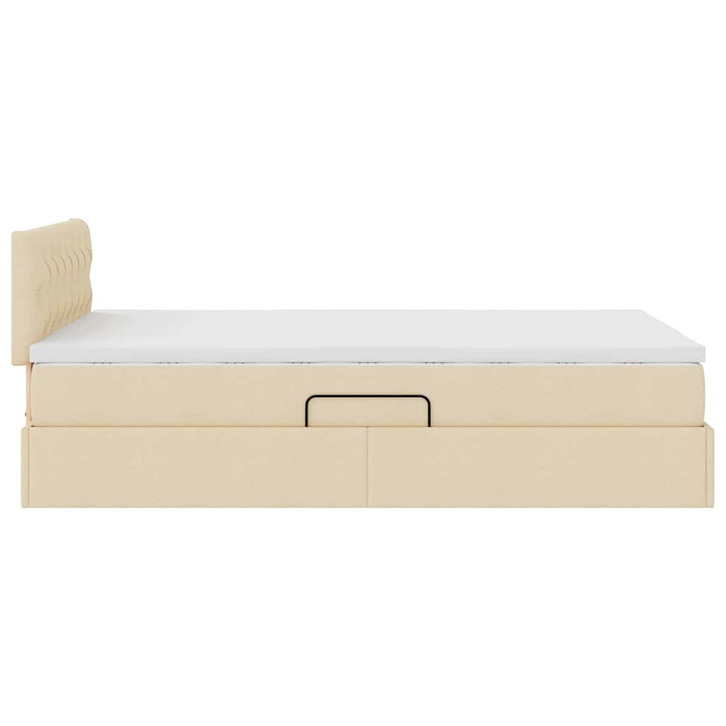 Opbergbed met matras met matras Crème 120 x 190 cm Bewerkt hout is nu te koop bij PeponiXL, paradijselijk wonen!