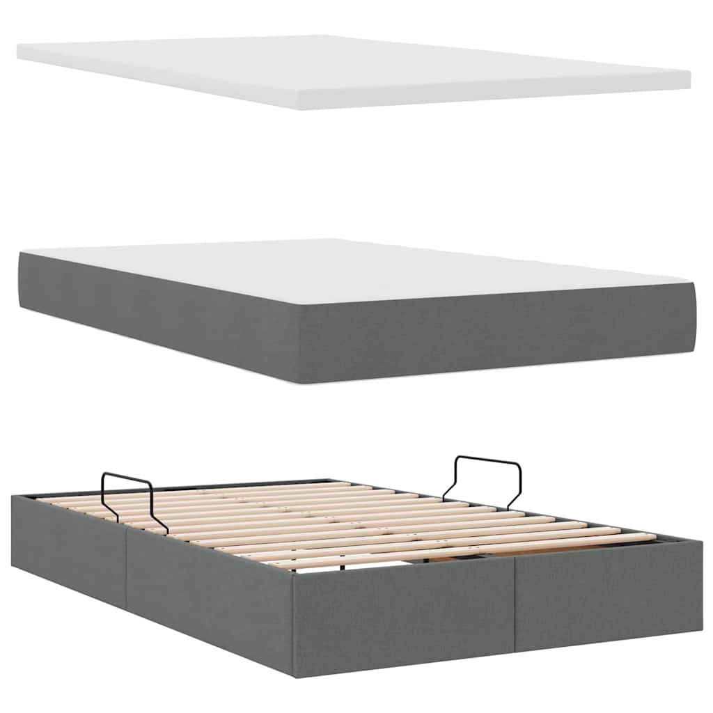 Opbergbed met matras Donkergrijs 120 x 200 cm Bewerkt hout is nu te koop bij PeponiXL, paradijselijk wonen!