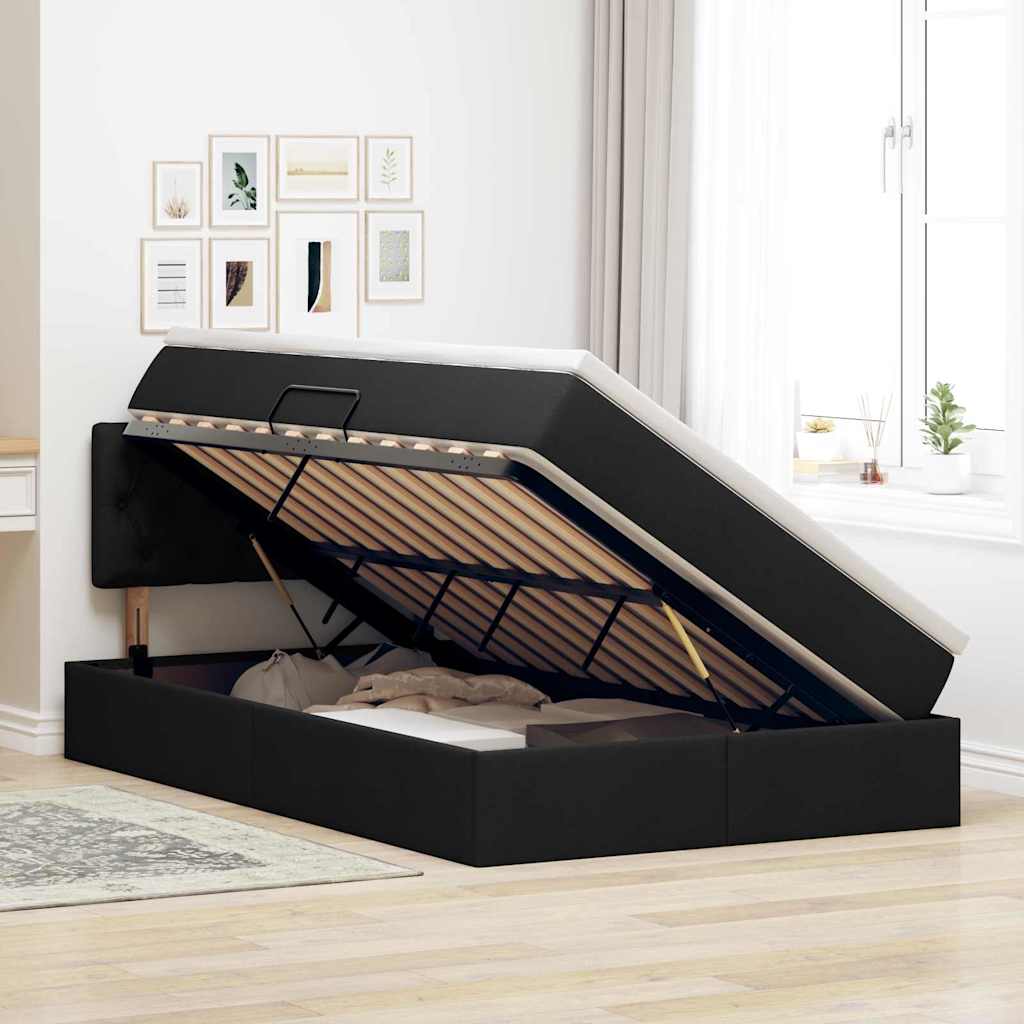 Opbergbed met matras met matras Zwart 120 x 200 cm Bewerkt hout is nu te koop bij PeponiXL, paradijselijk wonen!