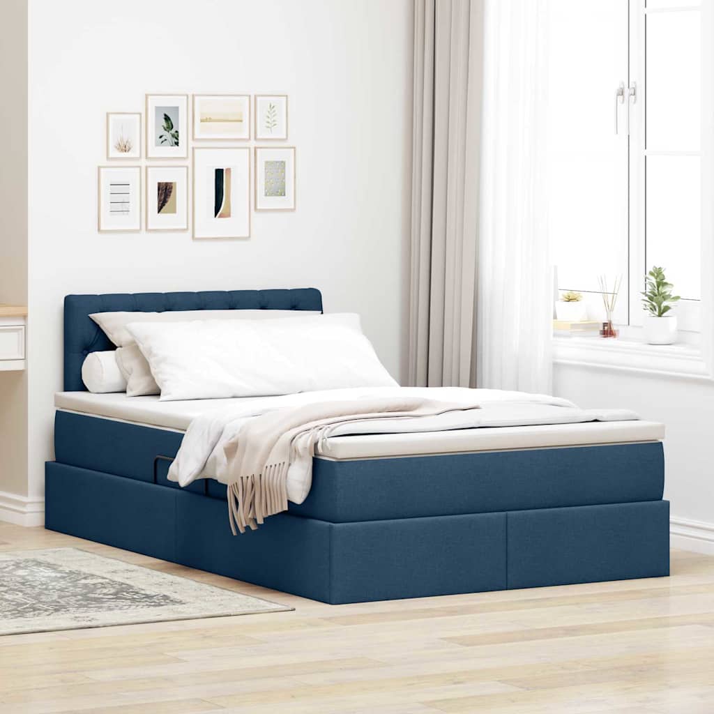 Opbergbed met matras met matras Blauw 120 x 200 cm Bewerkt hout is nu te koop bij PeponiXL, paradijselijk wonen!